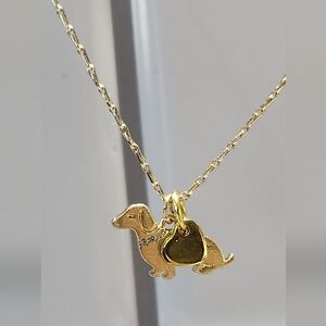 Gold Dachshund Heart Pendant Necklace